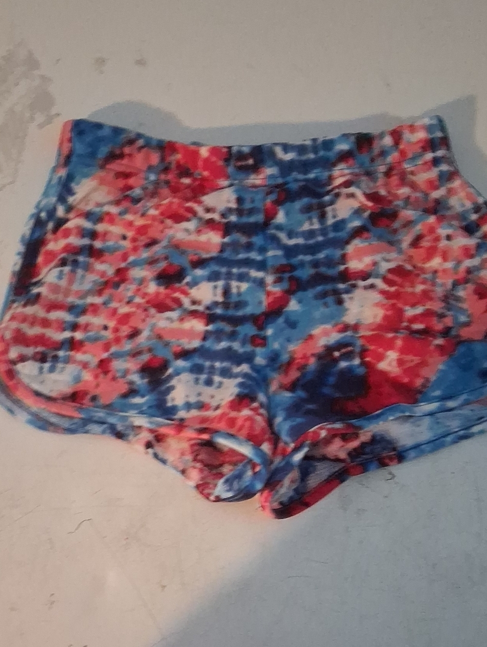 Bobbie Brooks Blue and Coral Tie-Dye Athletic Shorts
